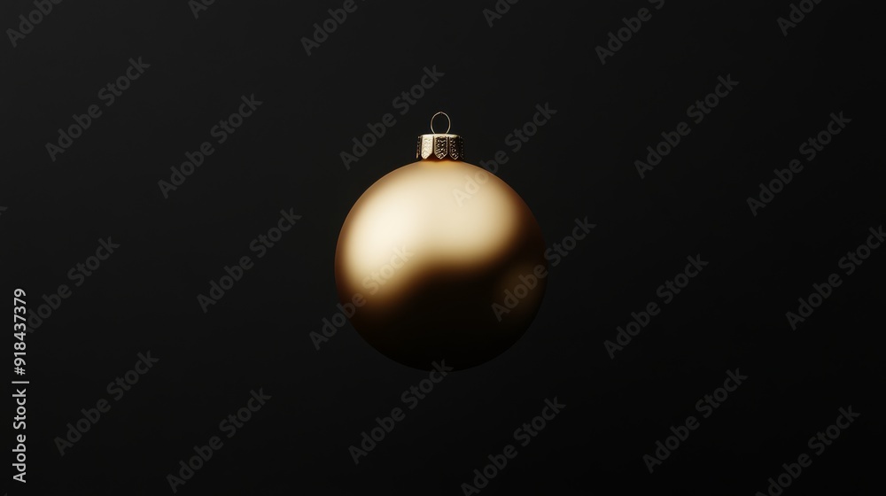 Hyperrealistic 3D rendering of a golden Christmas tree ornament front photo black background Hyperrealistic 3D rendering of a golden Christmas tree ornament front photo black background