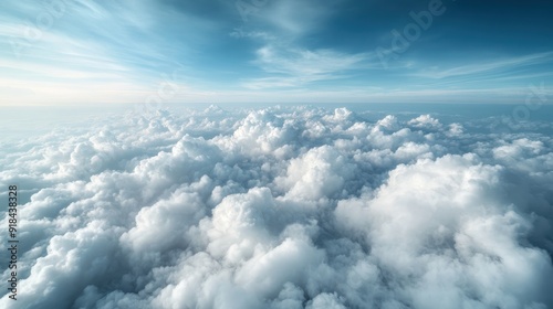 An aerial view of majestic clouds stretching across a clear blue sky, evoking feelings of freedom and vastness, as if one is flying above the earth's surface.