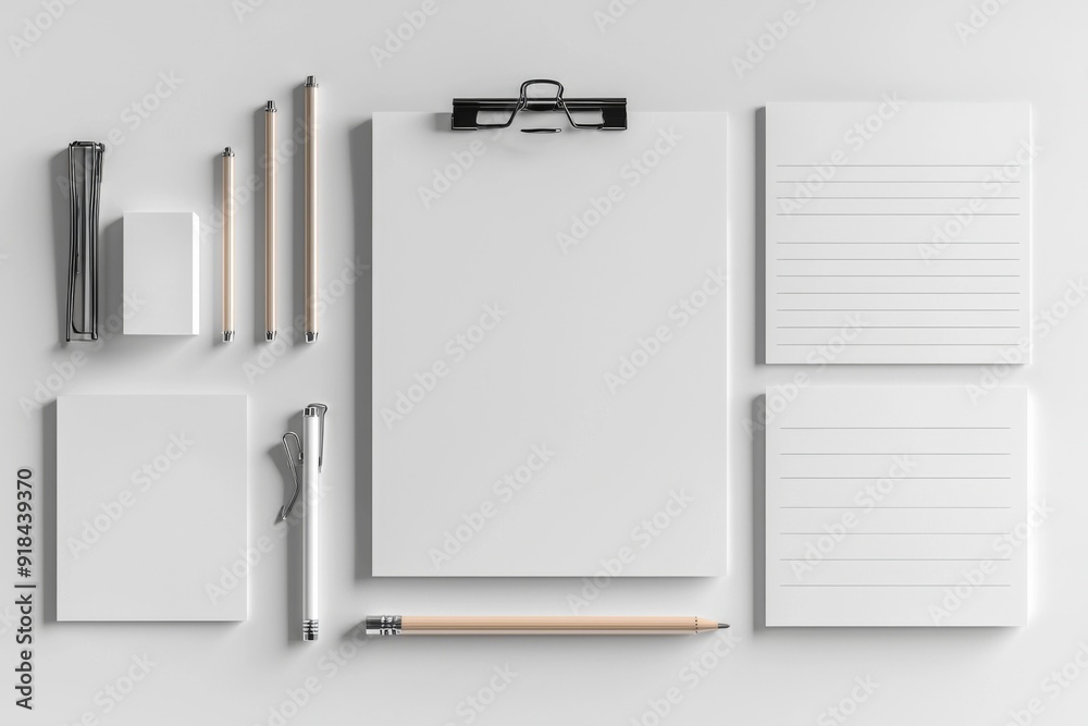 Realistic blank stationery set mockup isolated created with generative ai Realistic blank stationery set mockup isolated created with generative ai