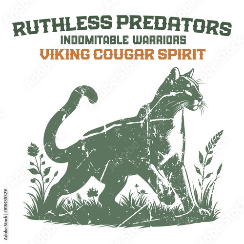 Tableau sur toile Ruthless predators, indomitable warriors Viking Cougar spirit