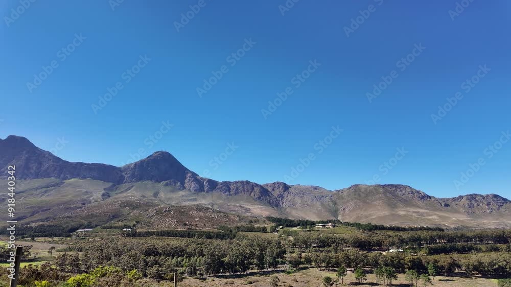 Western Cape South Africa, 30.05.2024. Video, Footpath in Wedderwill near Somerset West looking towards Hottentots mountains. Western Cape South Africa, 30.05.2024. Video, Footpath in Wedderwill near Somerset West looking towards Hottentots mountains.