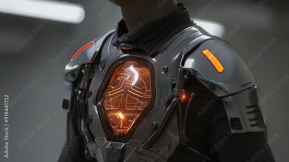 Heavy Cybernetic Shoulder and Chest Armor with Advanced Technology Heavy Cybernetic Shoulder and Chest Armor with Advanced Technology