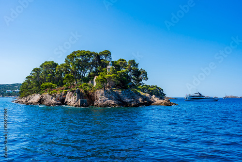 View of Adriatic Sea and Dalmation coast of Croatia near Dubrovnik.