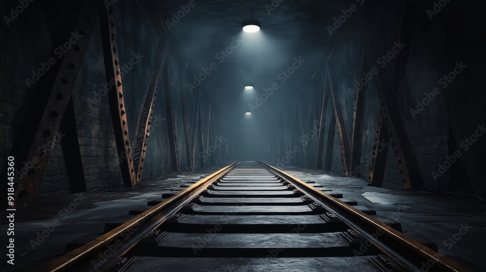 An old, desolate urban bridge shrouded in darkness, with rusting supports and crumbling pavement. An old, desolate urban bridge shrouded in darkness, with rusting supports and crumbling pavement.