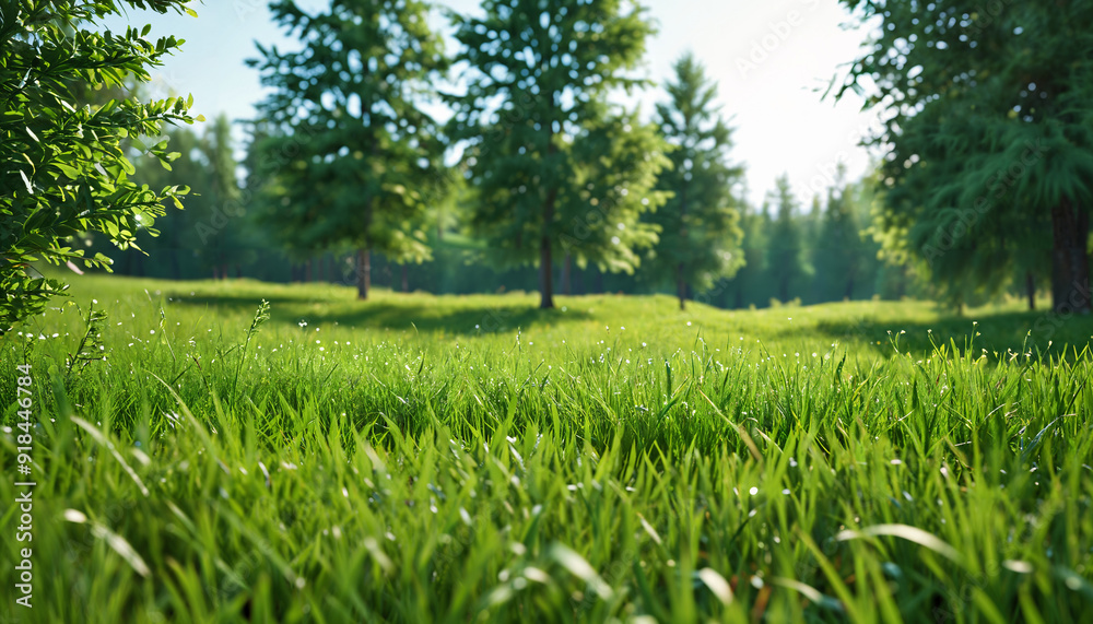 Prairie ensoleillée avec des arbres en arrière-plan Prairie ensoleillée avec des arbres en arrière-plan