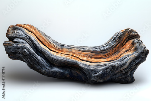 Vivid Striped Patterns in Natural Driftwood Sculpture