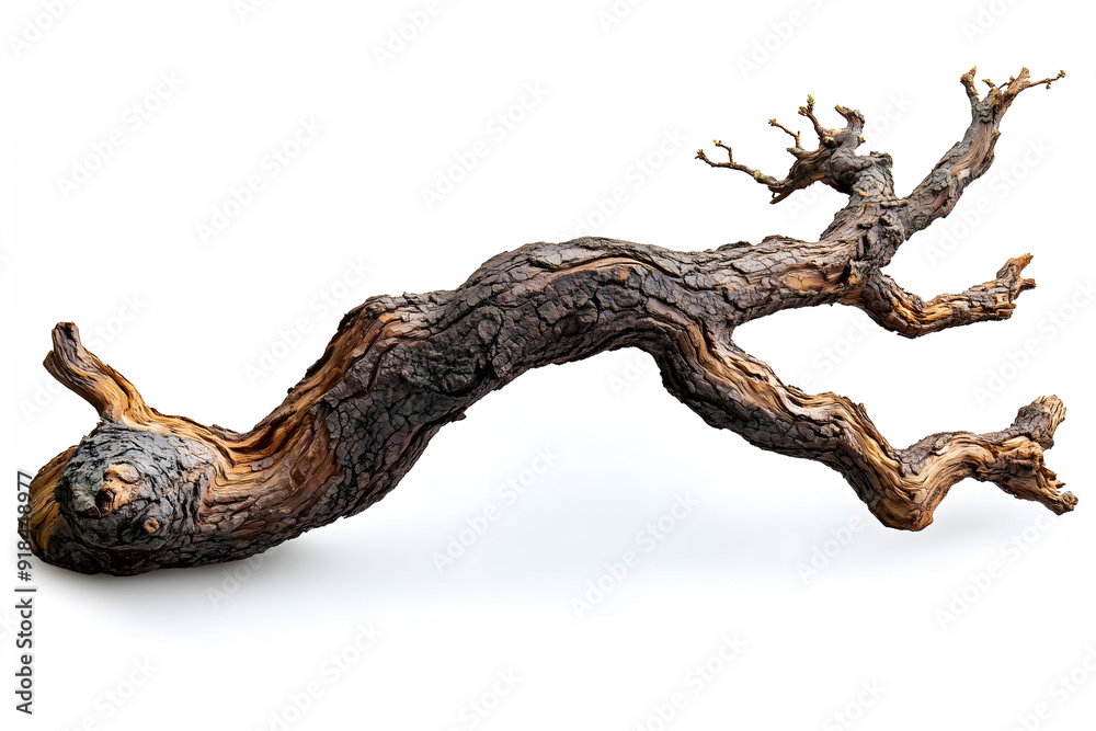 Twisting Ancient Tree Branch Isolated on White Background Twisting Ancient Tree Branch Isolated on White Background