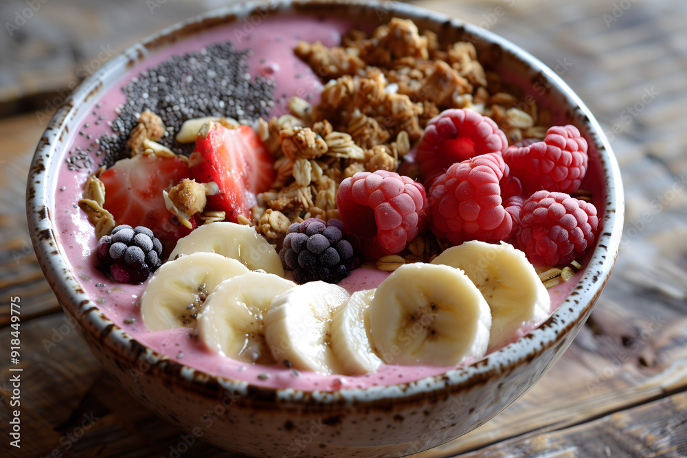 Nutritious Acai Bowl with Fresh Fruits, Chia Seeds, and Granola Nutritious Acai Bowl with Fresh Fruits, Chia Seeds, and Granola