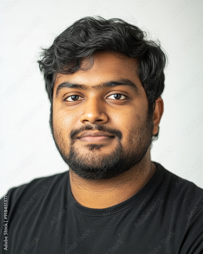 Obraz premium Portrait displaying an Indian man expressing introspection and confidence
