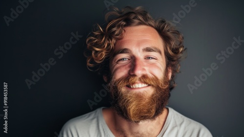 A joyful and friendly bearded man smiling at the camera