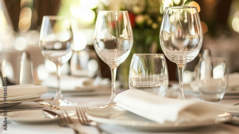 An elegant restaurant table setting with neatly arranged cutlery An elegant restaurant table setting with neatly arranged cutlery