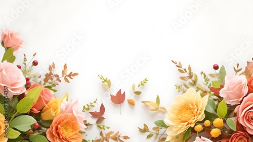 beautiful flowers on light backdrop. Floristic decoration. Natural floral background.