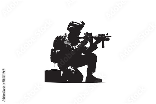 Silhouette of Army  Soldier, soldiers Vector bundle Silhouette. Veteran Soldier vector. 