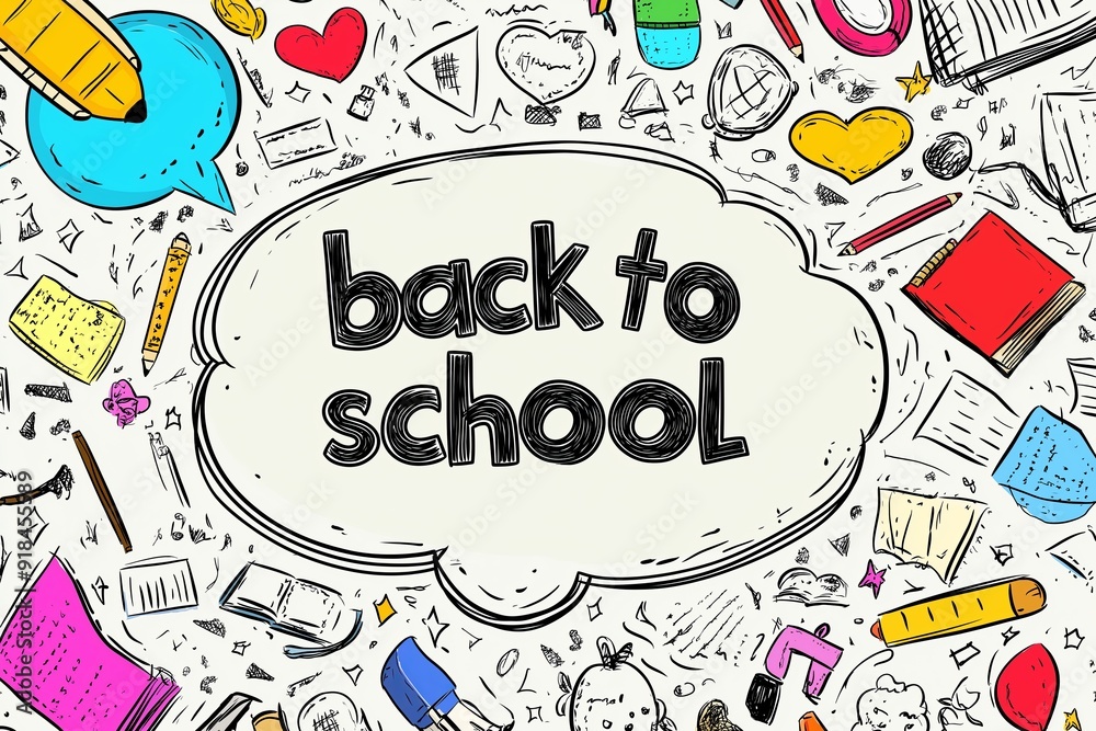 Fototapeta premium Back to School Creative Themed Background with School Supplies