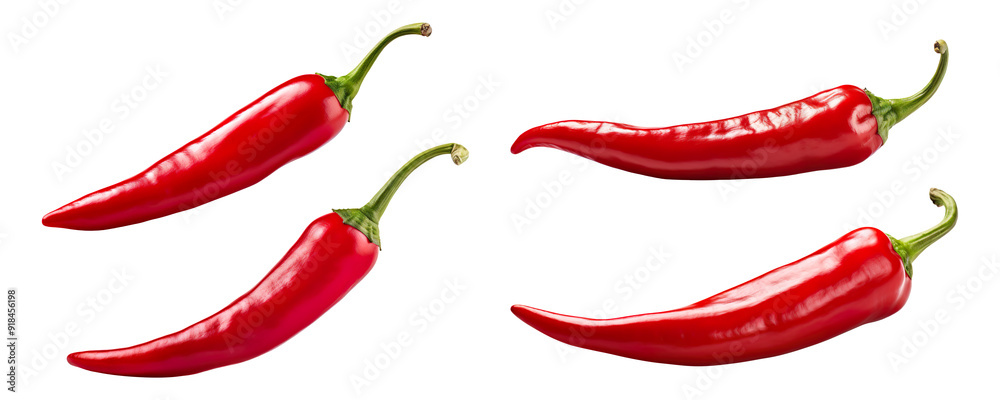 Collection of red Chili peppers isolated on transparent background Collection of red Chili peppers isolated on transparent background