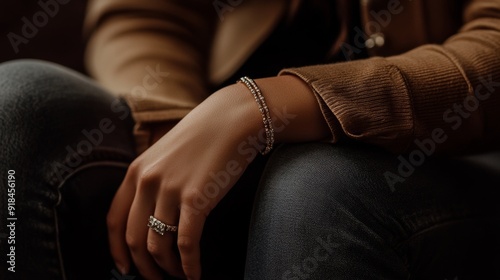 Professional product photography detailed close up of a bracelet elegantly worn on an arm