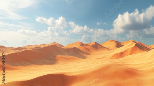 3D Desert Landscape with Sand Dunes Wallpaper