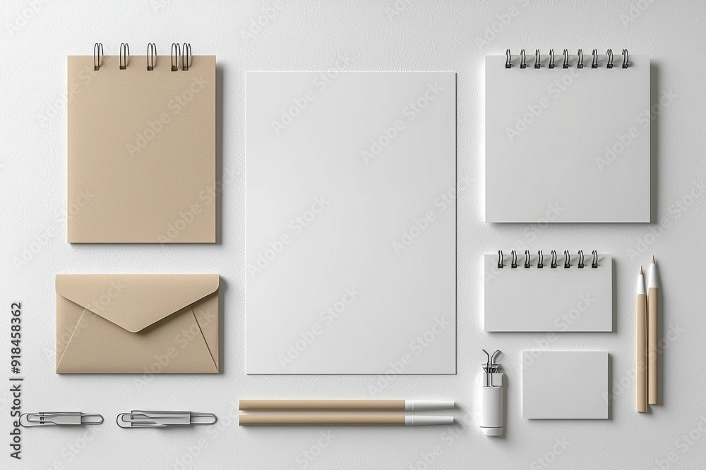 Realistic blank stationery set mockup isolated created with generative ai Realistic blank stationery set mockup isolated created with generative ai