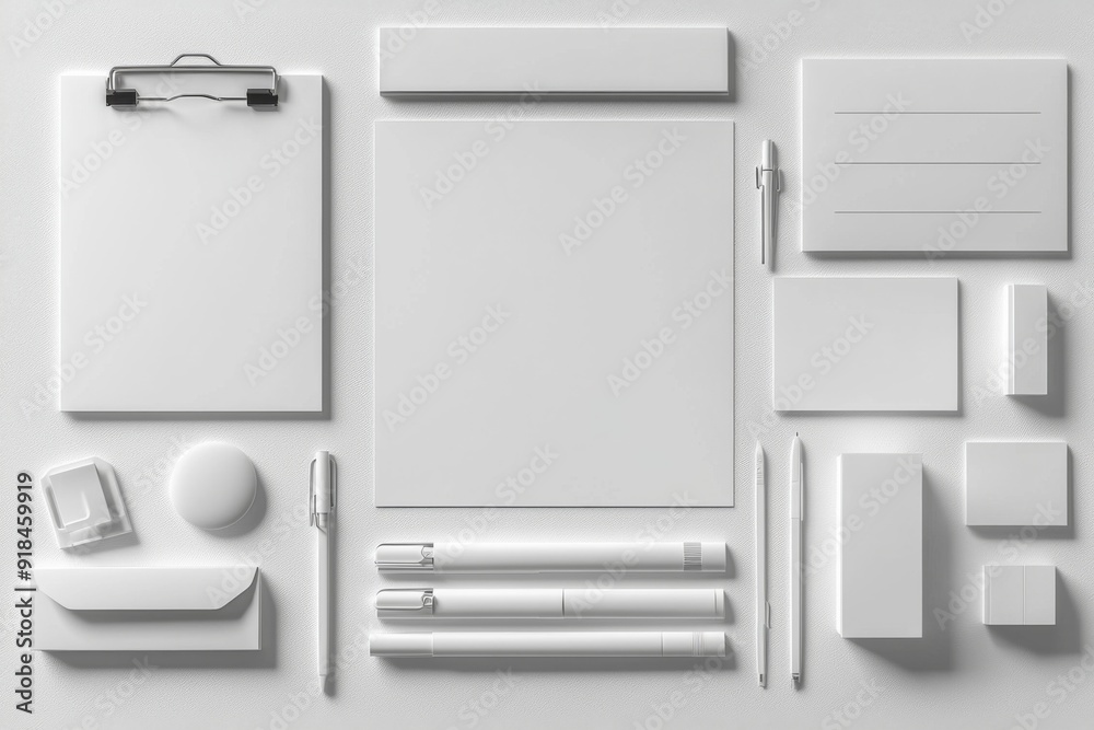 Realistic blank stationery set mockup isolated created with generative ai Realistic blank stationery set mockup isolated created with generative ai