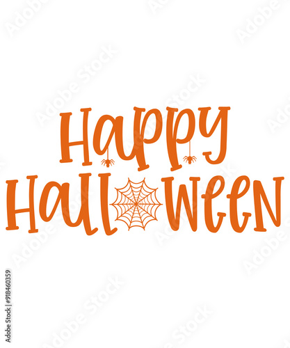 Happy Halloween typography design on plain white transparent isolated background for card, shirt, hoodie, sweatshirt, apparel, card, tag, mug, icon, poster or badge