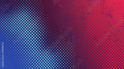 Red halftone dots blue color pattern gradient grunge texture background. Dot pop art comic sport style vector illustration. Eps10 --ar 16:9 --v 6 Job ID: 6075daea-df79-4918-8f5d-51829a475be7