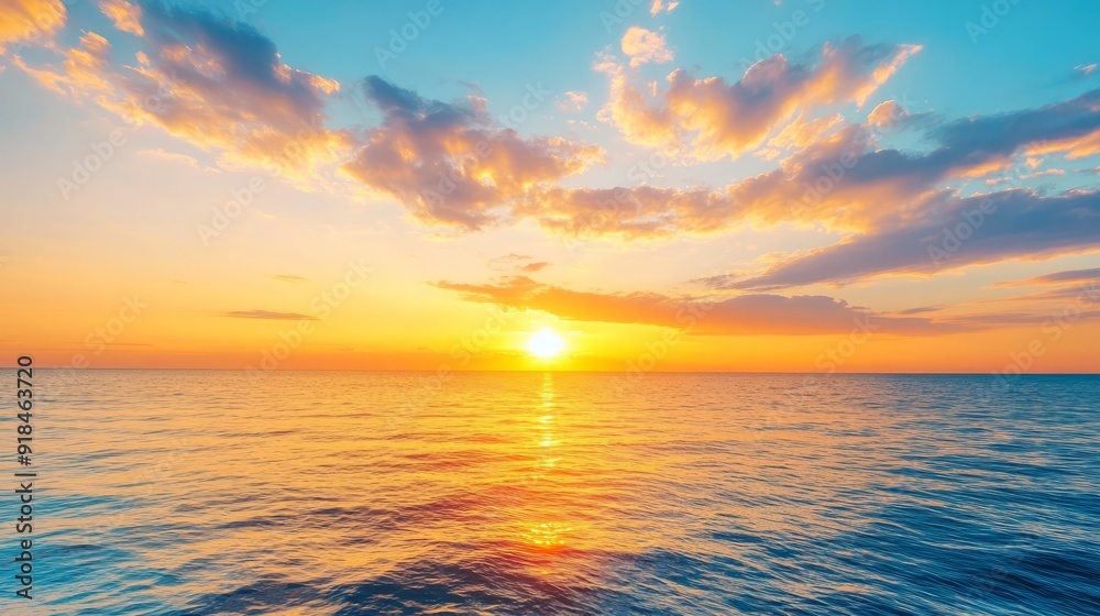 Sunset, Sky clouds over sea in the Evening with Orange, Yellow Gold sunlight in Golden hour and Dramatic fluffy, Horizon sea Summer sky Sunset, Sky clouds over sea in the Evening with Orange, Yellow Gold sunlight in Golden hour and Dramatic fluffy, Horizon sea Summer sky