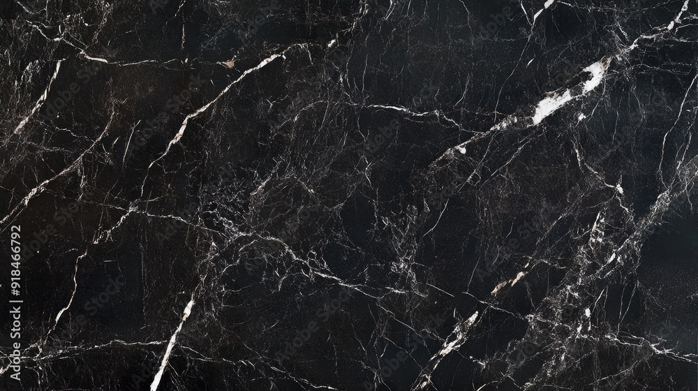 The rich, polished texture of black marble, with its natural veining adding depth and sophistication to the background.