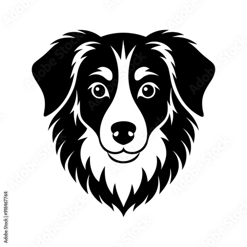 Australian shepherd dog breed head silhouette illustration