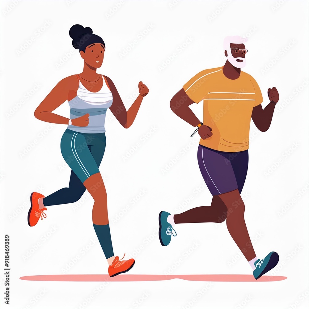 Running men and women. Cartoon people participate in marathon, athletes compete, sportive persons, fitness characters, jogging, Running men and women. Cartoon people participate in marathon, athletes compete, sportive persons, fitness characters, jogging,