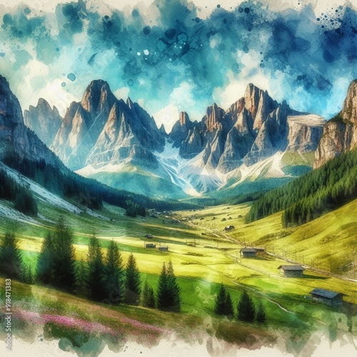 the serene and picturesque essence of an alpine landscape