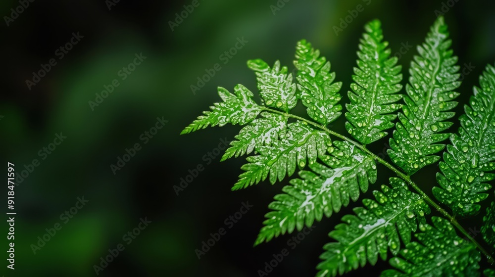 A tight shot of a verdant leaf dotted with dewdrops, surrounded by a hazy backdrop of green foliage A tight shot of a verdant leaf dotted with dewdrops, surrounded by a hazy backdrop of green foliage