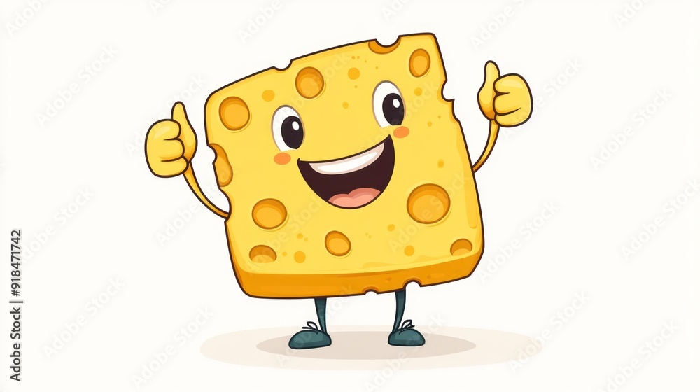Smiling Cheese Character with Thumbs Up Smiling Cheese Character with Thumbs Up
