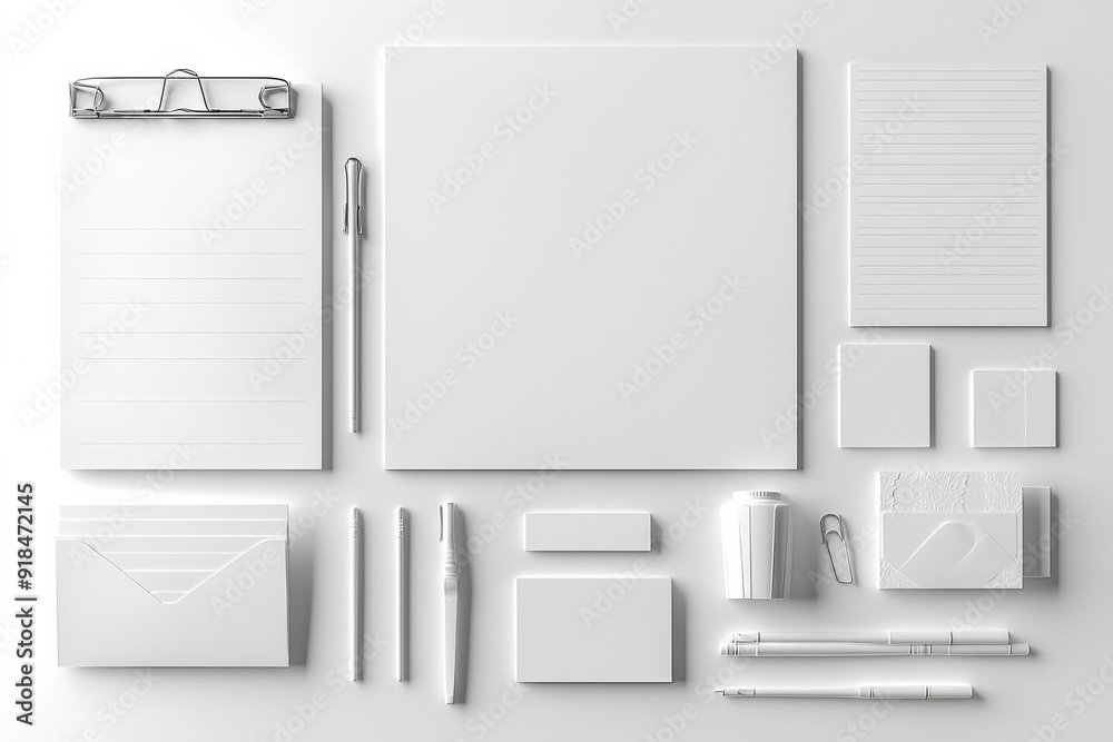 Realistic blank stationery set mockup isolated created with generative ai Realistic blank stationery set mockup isolated created with generative ai