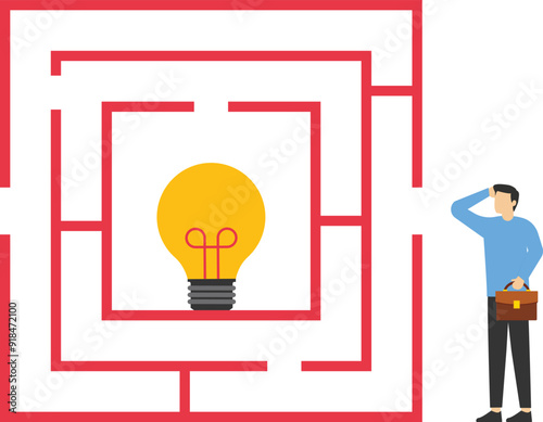 Businessmen wanting to enter a bulb maze

