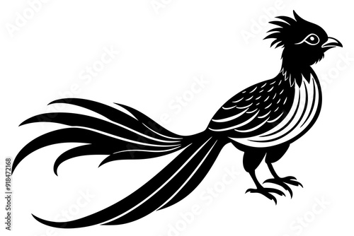 Resplendent Quetzal Bird Silhouette Vector Illustration 