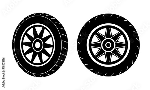Car tire silhouette illustration isolated on white background