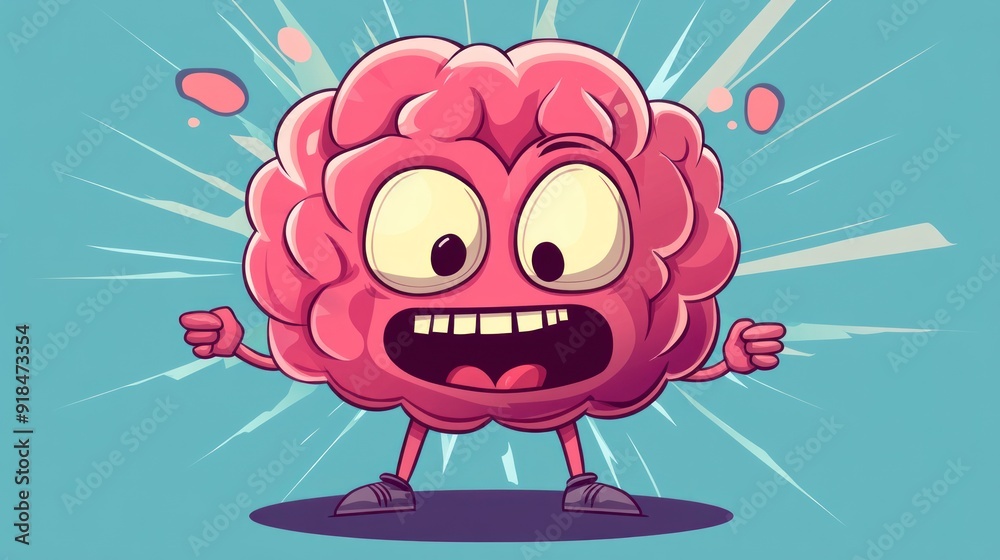 Naklejka premium Brain Cartoon Character