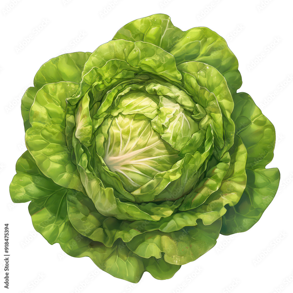 Obraz premium Fresh, vibrant green cabbage with tightly packed leaves, perfect for salads and healthy dishes. transparent background