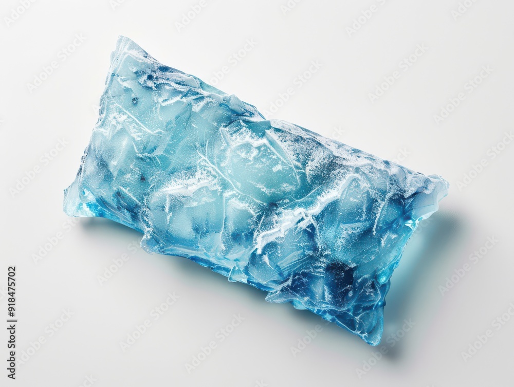 Fototapeta premium Ice pillow resembling an iceberg on a white surface