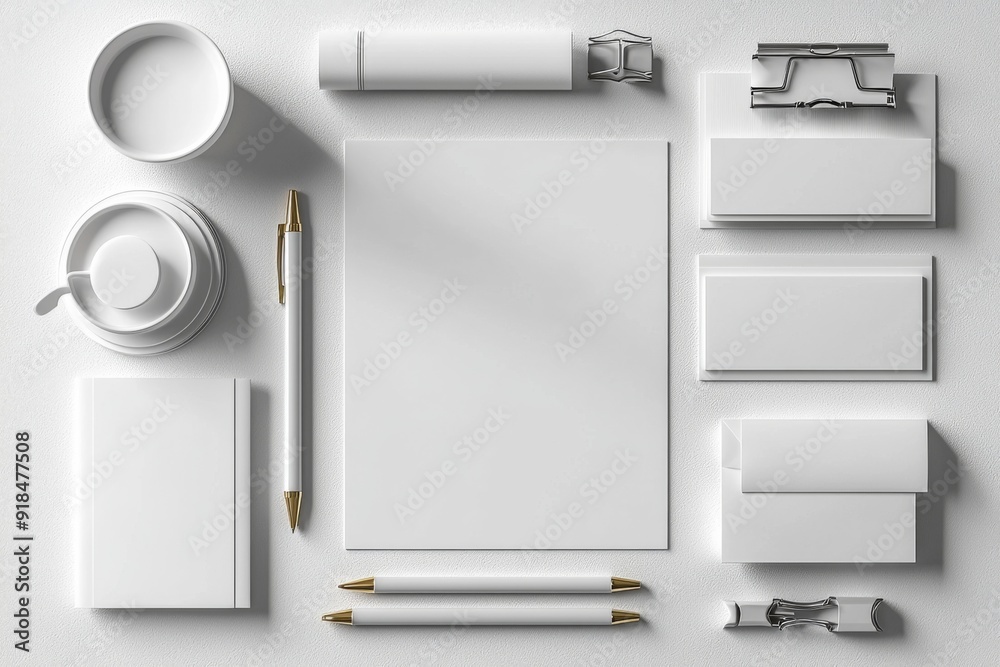 Realistic blank stationery set mockup isolated created with generative ai Realistic blank stationery set mockup isolated created with generative ai