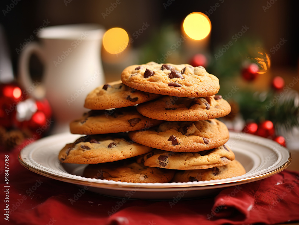 Gorgious A glass of milk and cookies for santa claus christmas treat for santa close up Gorgious A glass of milk and cookies for santa claus christmas treat for santa close up