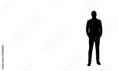 Man standing and waiting silhouette illustration