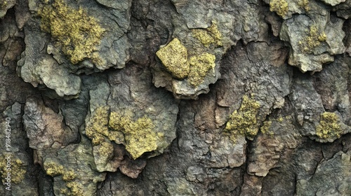 3D Textured Tree Bark with Moss Details Wallpaper