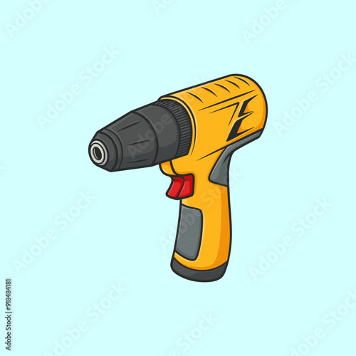Impact Drill Yellow illustration Cartoon Vector