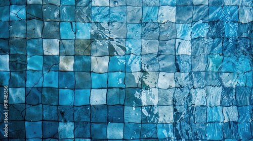 Abstract images of pool tiles and patterns, focusing on textures and designs