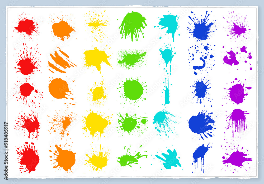 Color Ink Drips Vector colorful ink drops and paint splashes Hand drawn design elements ...