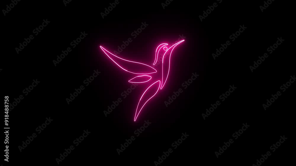  Bird icon animation with neon saber effect black background