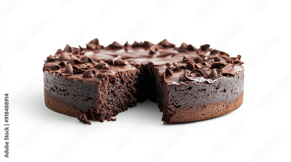 Chocolate fudge brownie cake, shown from the front on a white background with a cutout file. Includes various design angles. Mockup template for artwork. Chocolate fudge brownie cake, shown from the front on a white background with a cutout file. Includes various design angles. Mockup template for artwork.