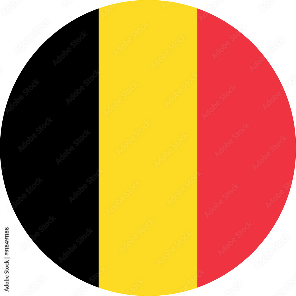 Fototapeta premium Flag of Belgium Belgian Flag Circle | High Resolution, Isolated on Transparent Background