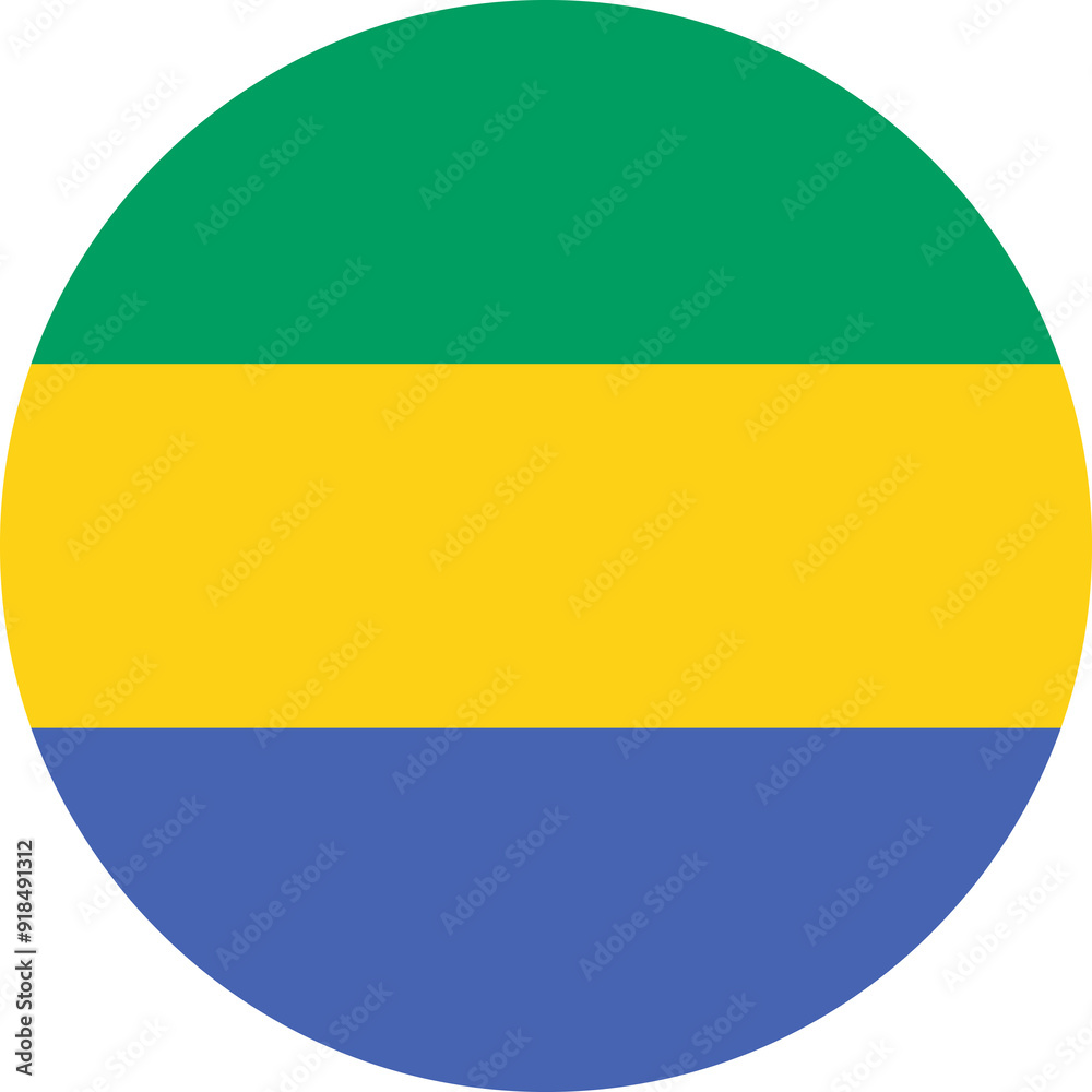 Flag of Gabon Gabonese Flag Circle | High Resolution, Isolated on Transparent Background